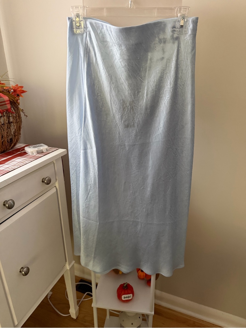 Aritzia Light Blue Satin Maxi Skirt